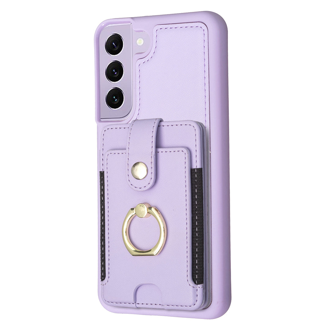 BF27 For Samsung Galaxy S21 FE 5G Ring Kickstand Case PU Leather TPU Back Cover with Card Holder BF27 For Samsung Galaxy S21 FE 5G Ring Kickstand Case PU Leather TPU Back Cover with Card Holder
